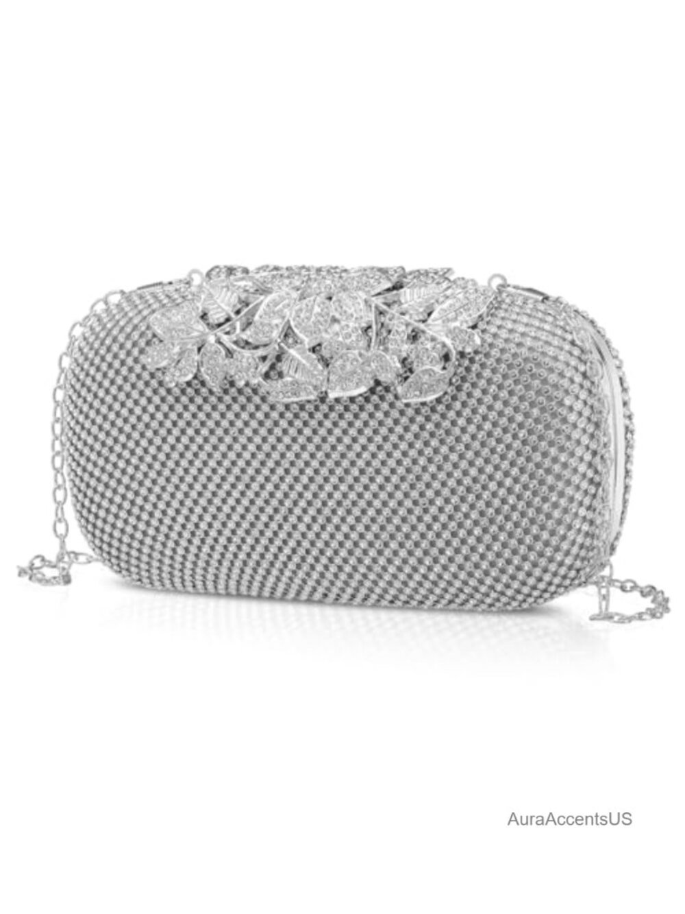 Sparkly Rhinestone Evening Clutch Purse Vintage Crystal Clasp Handbag Bridal